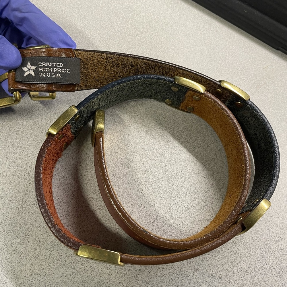 Vintage Brighton Leather Patchwork Colorblock Belt - image 3